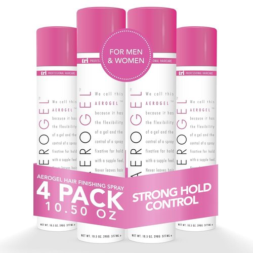 TRI Design Aerogel Hairspray - Non-Toxic Hair Finishing Spray for Styling, Volumizing and Holding Curly Hair with Flexible Hold - For Women and Men - Pack of 4 (10.5 oz)