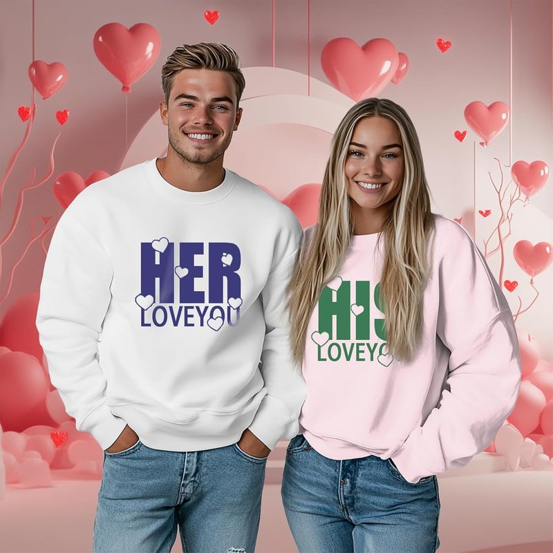 Matching Sweatshirts for Couples - Unisex Long Sleeve Pullover | Oversized Fashion Engagement Gift