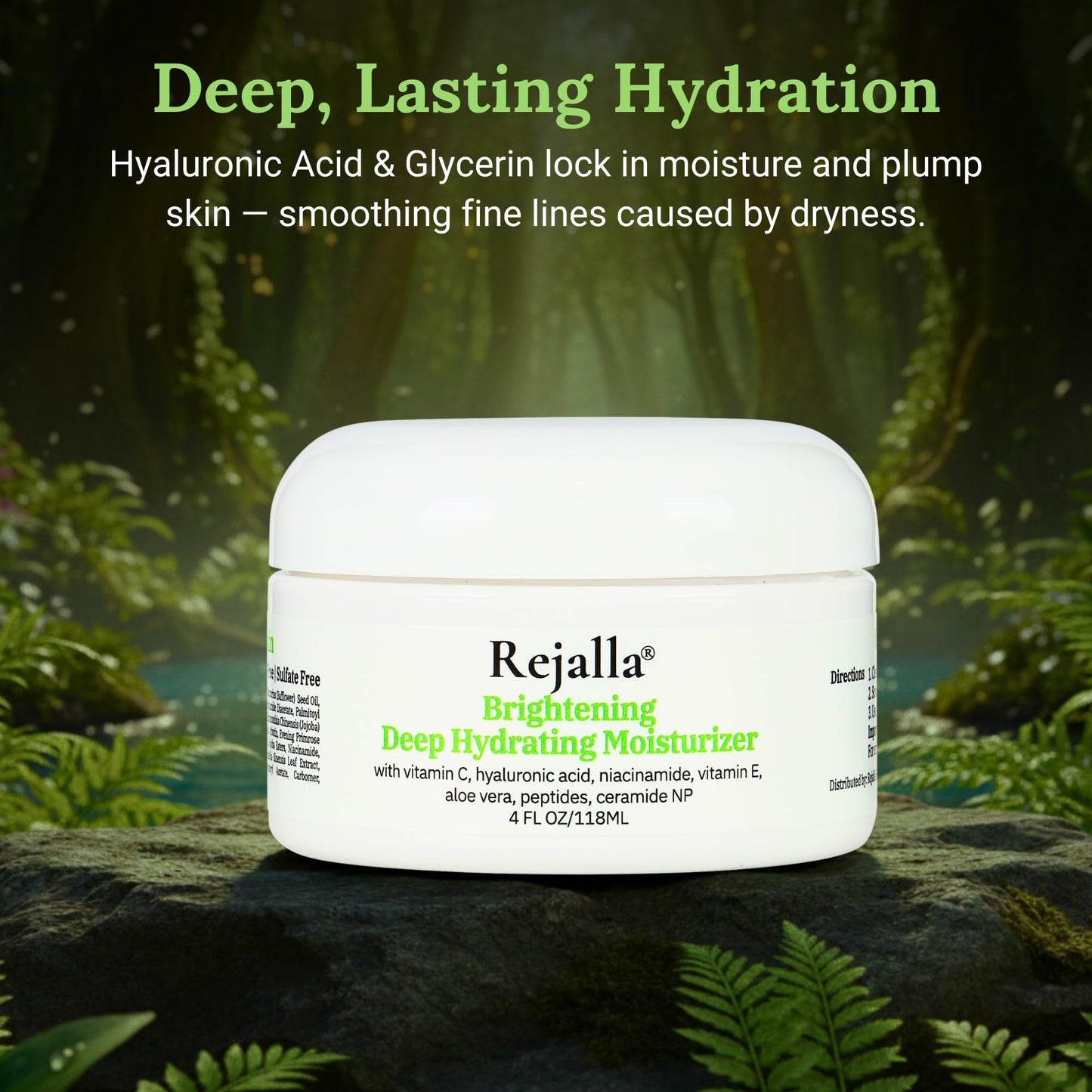 Rejalla - Face Moisturizer for Women - Vitamin C Hyaluronic Acid Anti Aging Face Cream with Niacinamide Peptides Ceramides Collagen - Luminous Hydrating Facial Cream for Dry Mature Aging Skin - 4 oz