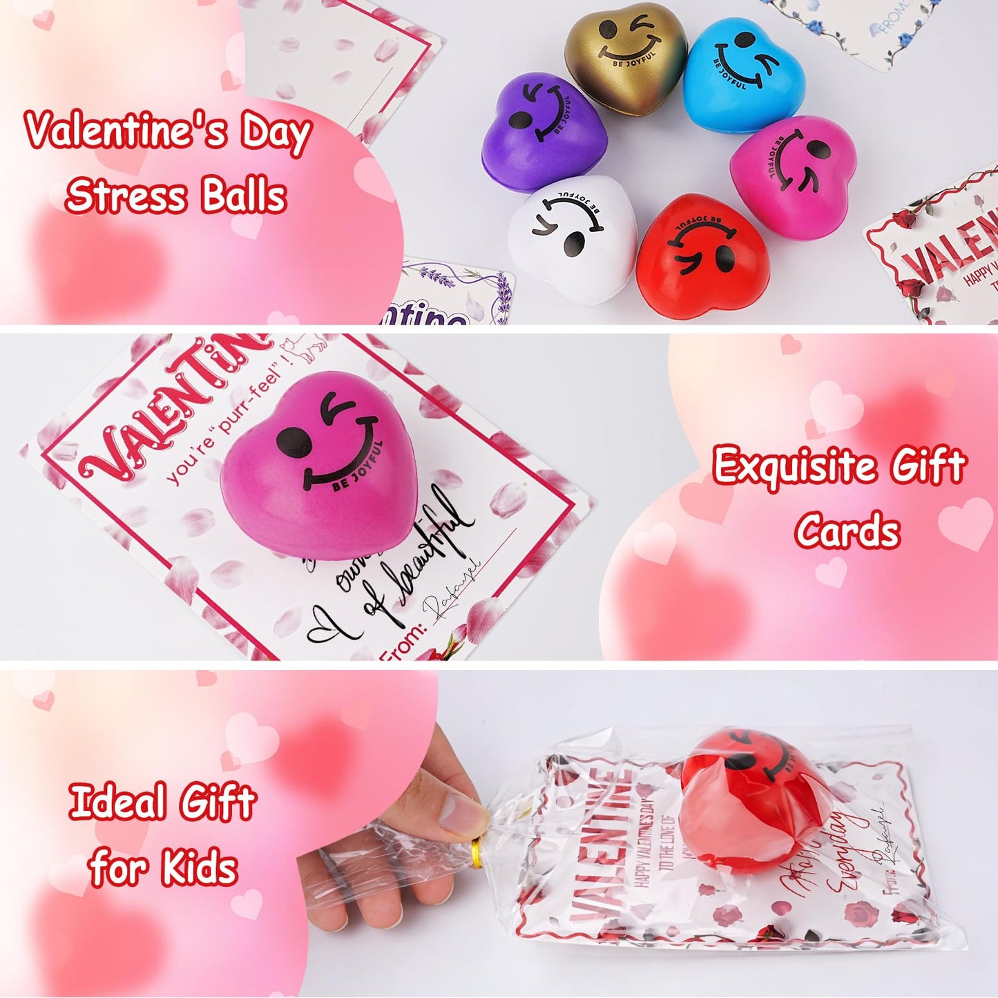 Tiaxidex Valentines Day Gifts for Kids, 18 PCS Stress Ball with Cards, Valentines Day Classroom Favors, Valentines Day Gifts for Students, Perfect for Boys & Girls Classroom Gift Exchanges at School