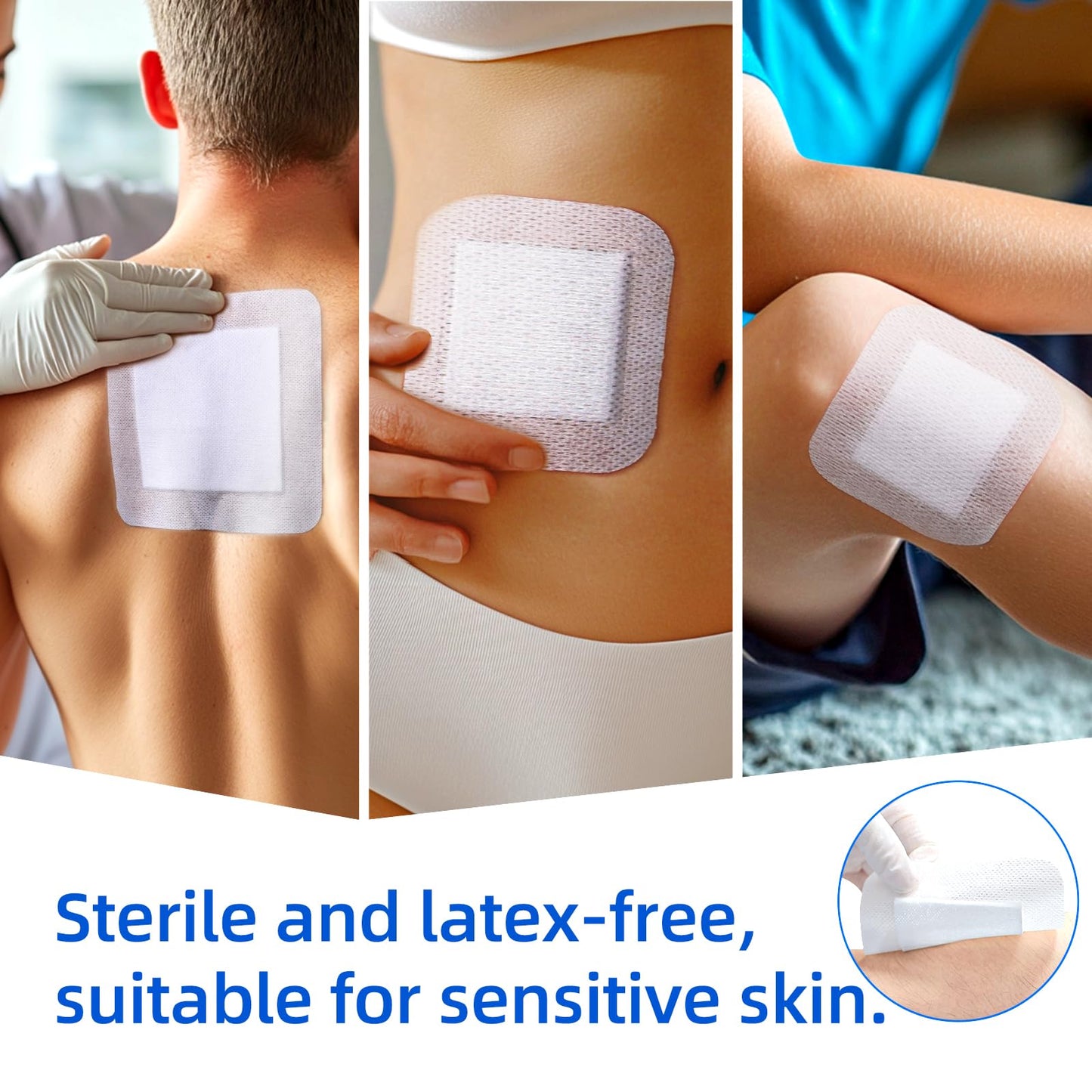 Niceful 50Pcs Adhesive Gauze Island Dressing 6"x6", Water-Resistant Wound Dressing, Sterile & Absorbent Medical Grade Dressing Pad First Aid Dressing Pads