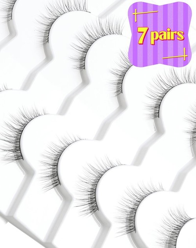 Onlyall Natural Lashes Wispy Lashes Natural Look False Eyelashes Natural Flared Eyelashes False Eye Lashes Soft Fluffy Lashes 7 Pairs DK32