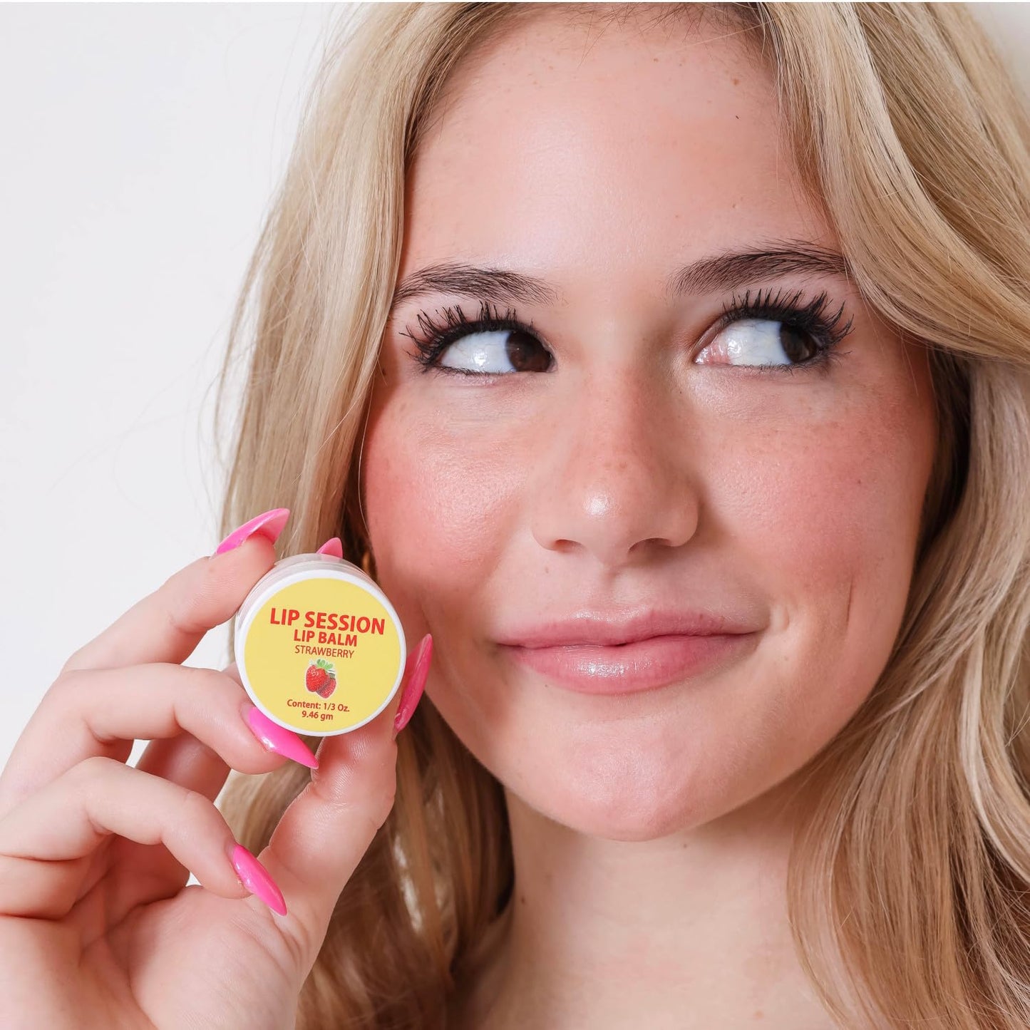 Lip Session Lip Balm Strawberry Flavor .33 Oz. Jar with Vitamin E & Cocoa Butter - Moisturizes & Soothes Dry, Cracked, or Chapped Lips