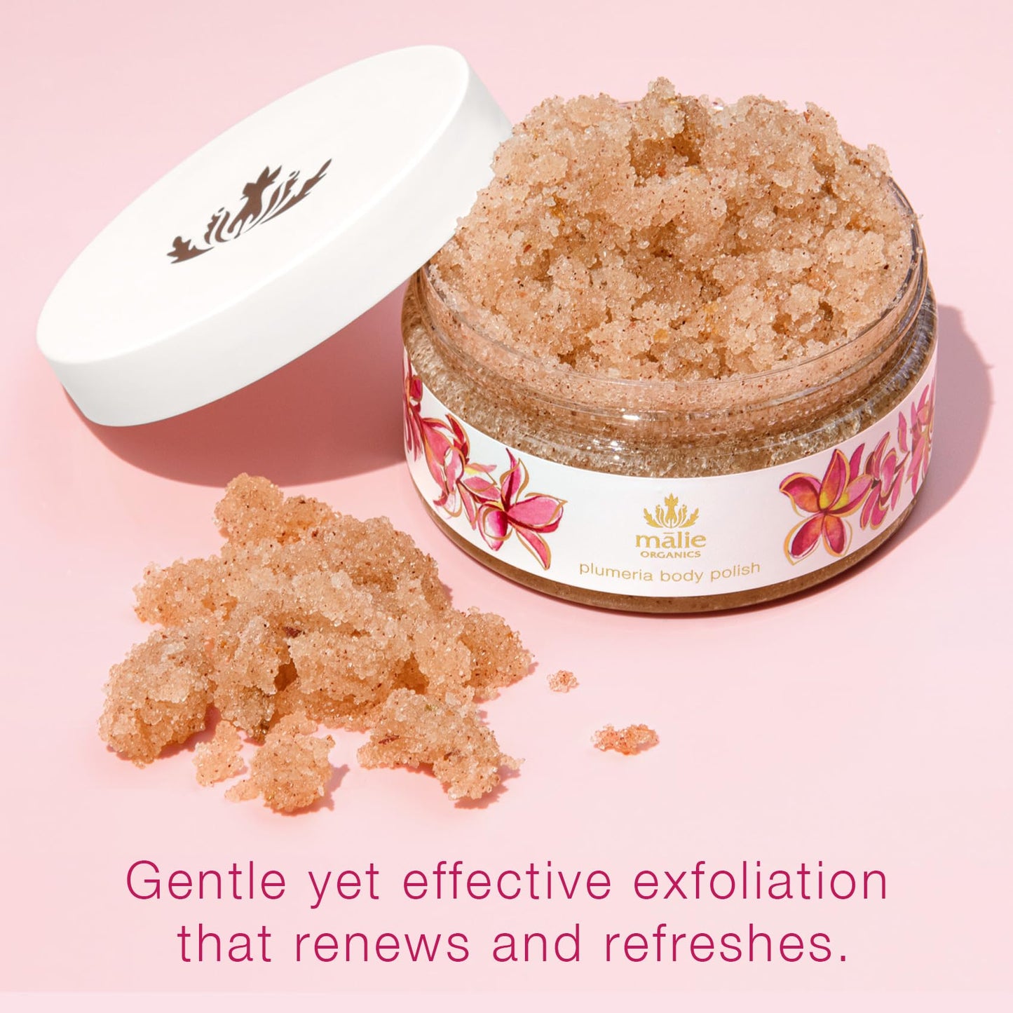 Mālie Organics Body Polish, Plumeria Scent, Sugar Scrub Exfoliator, Vegan, 8 oz