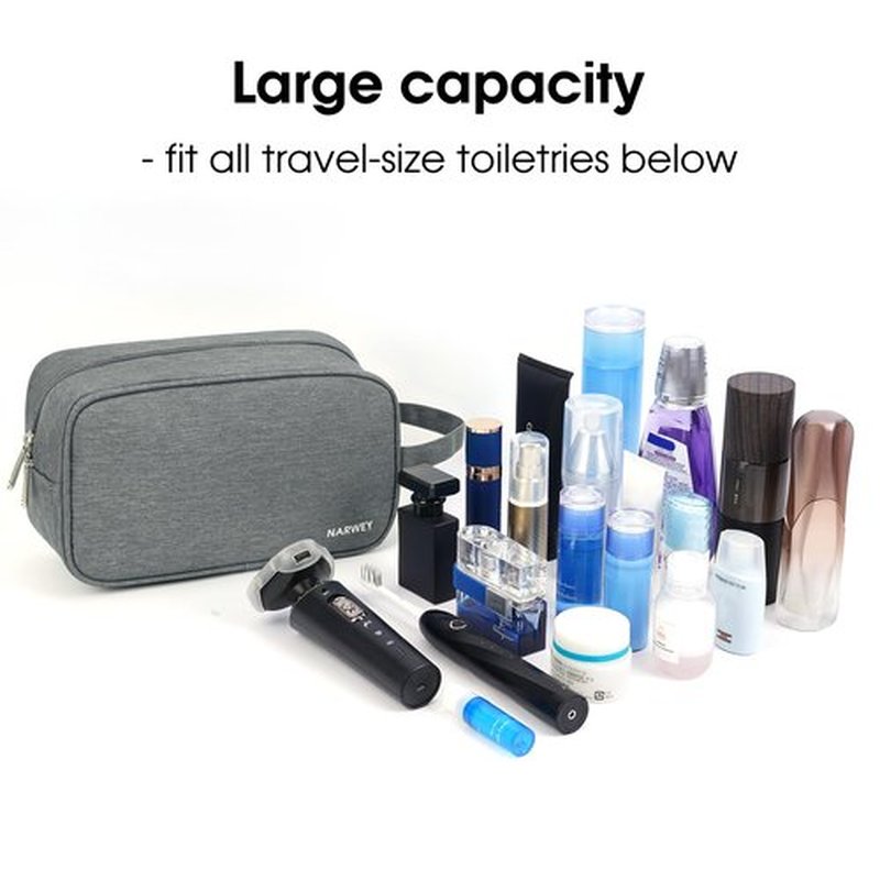 Narwey Travel Toiletry Bag for Men and Women Traveling Dopp Kit Shaving Bag for Toiletries Accessories (Grey)