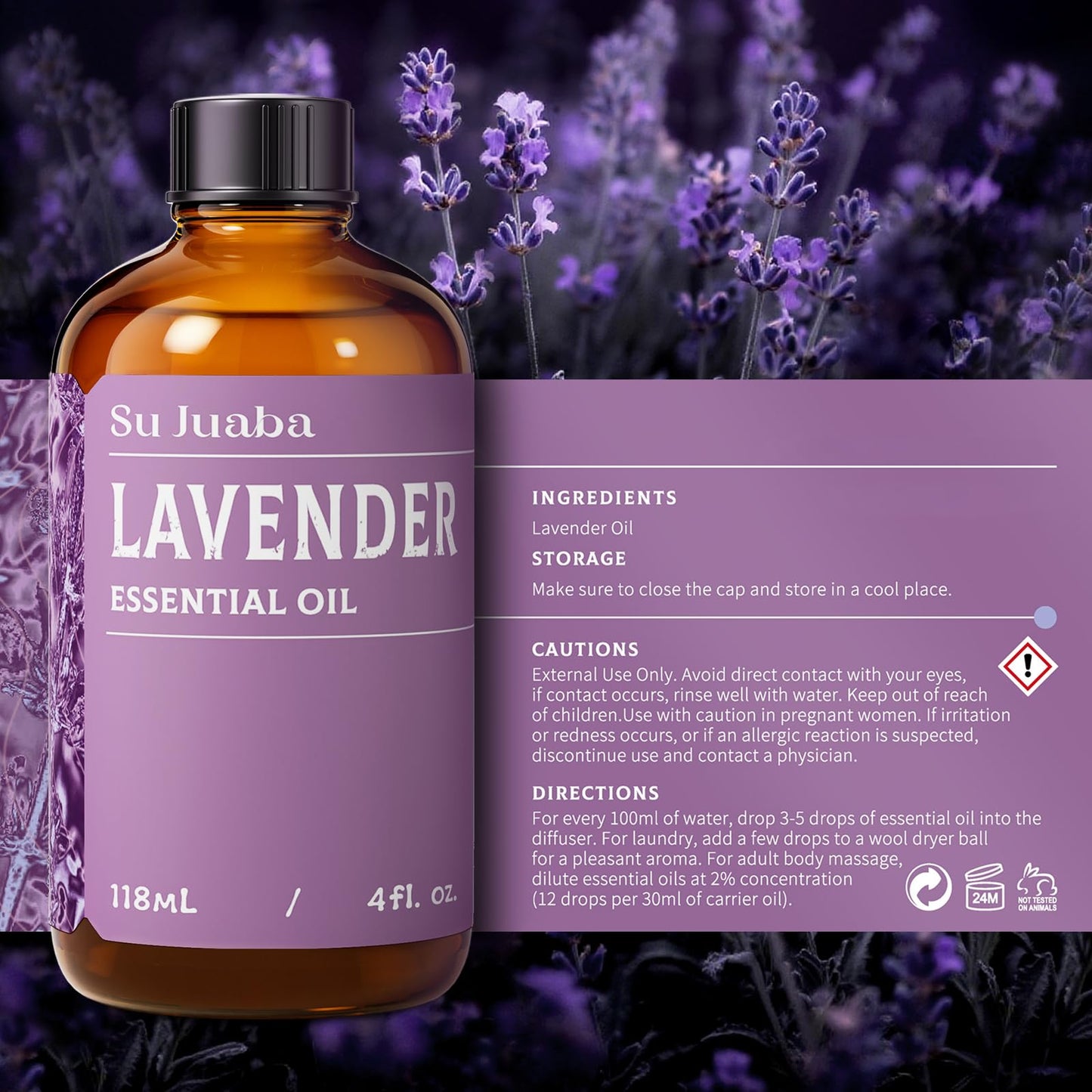 SU JUABA Lavender Essential Oil for Aromatherapy, Sleep & Relaxation
