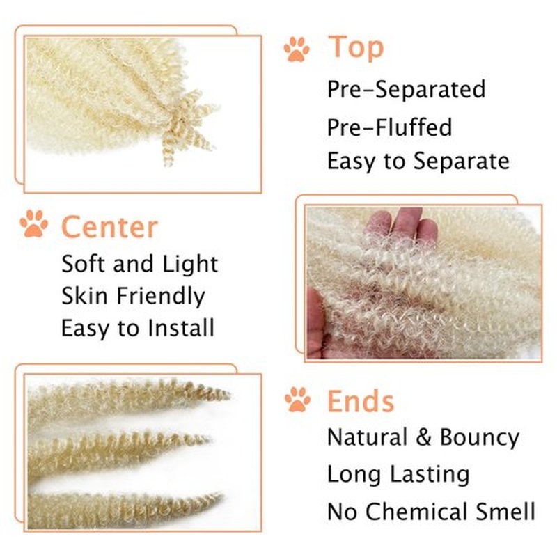 Marley Twist Braiding Hair 12 Inch Kinky Braiding Hair Springy Twist Wrapping Hair for Soft Locs Springy Afro Twist Hair Pre Fluffed Spring Twist Hair for Braiding Hair (12 Inch (Pack of 3), 613#)
