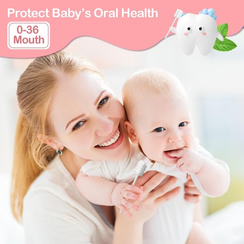 Singhoow 200 Pieces Baby Tongue Cleaner Disposable Infant Oral Cleaner with 4 Pieces Finger Toothbrush Soft Gauze Baby Mouth Cleaner Newborn for Tooth Mouth Gum Dental Care (Pink)