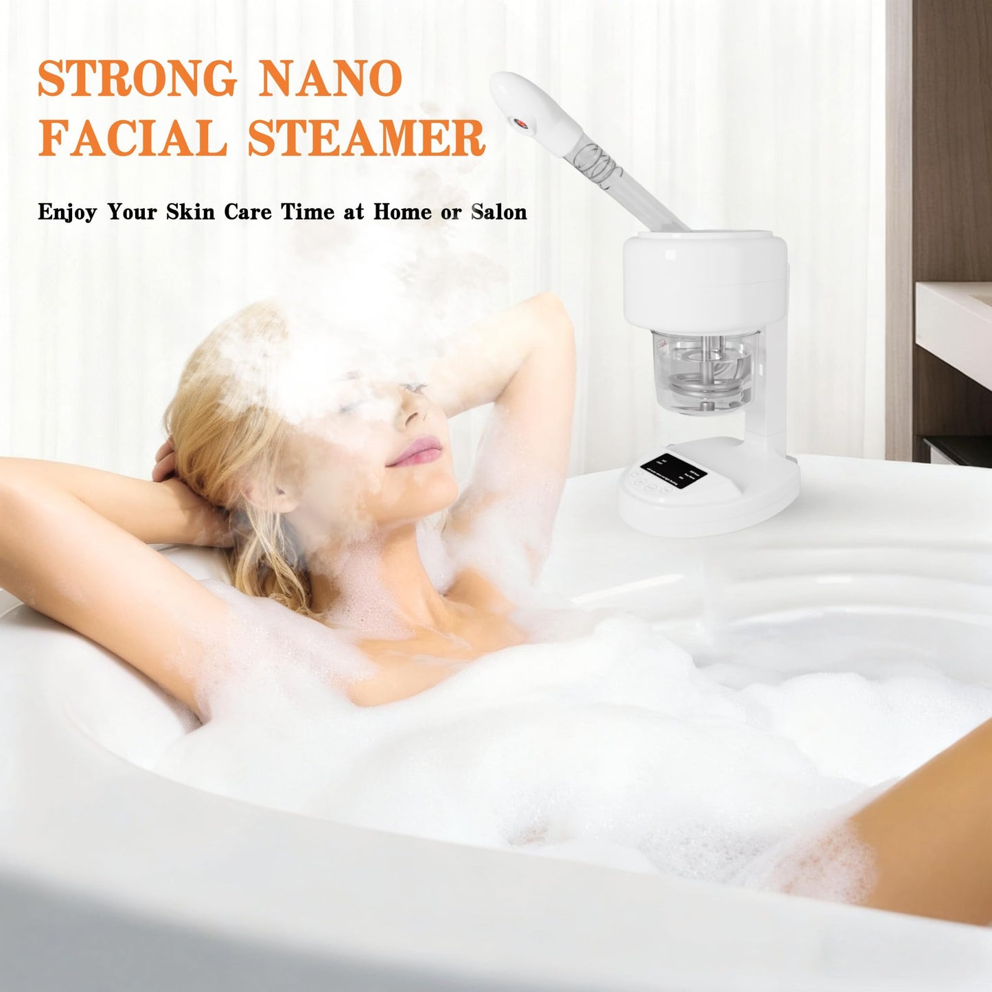 Smldsibe Nano Ionic Facial Steamer, 360° Rotatable Portable Mist Sprayer, Warm Mist Face Steamer for Pores Deep Cleansing Skin Moisturizing, Home SPA Facial Skin Care Device, White