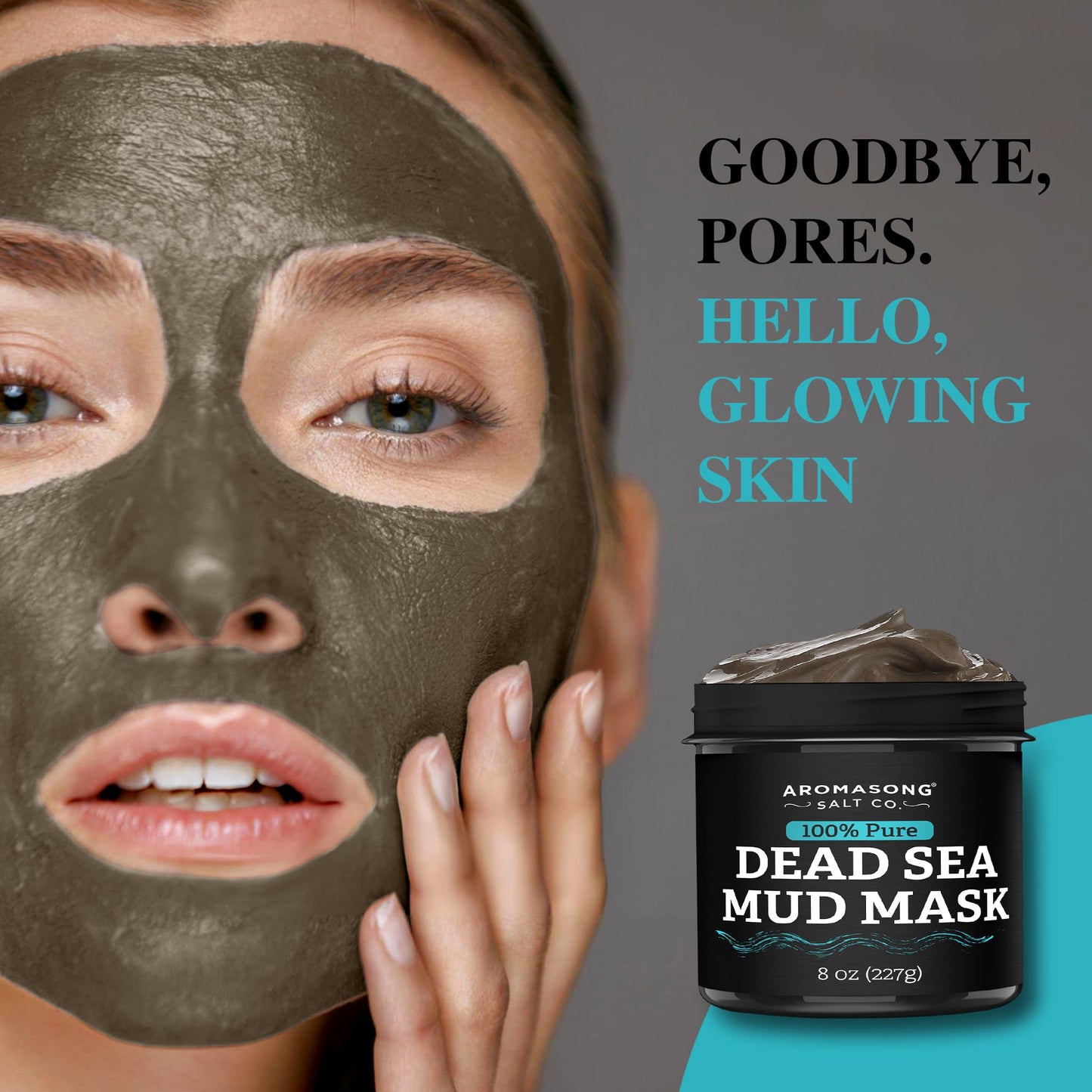 Aromasong Dead Sea Mud Mask with Coconut Oil – 100% Natural Mineral Mud for Face & Body – Hydrating Clay Mask for Pore Cleansing, Acne & Blackhead Removal, Anti-Aging, Firming & Detox