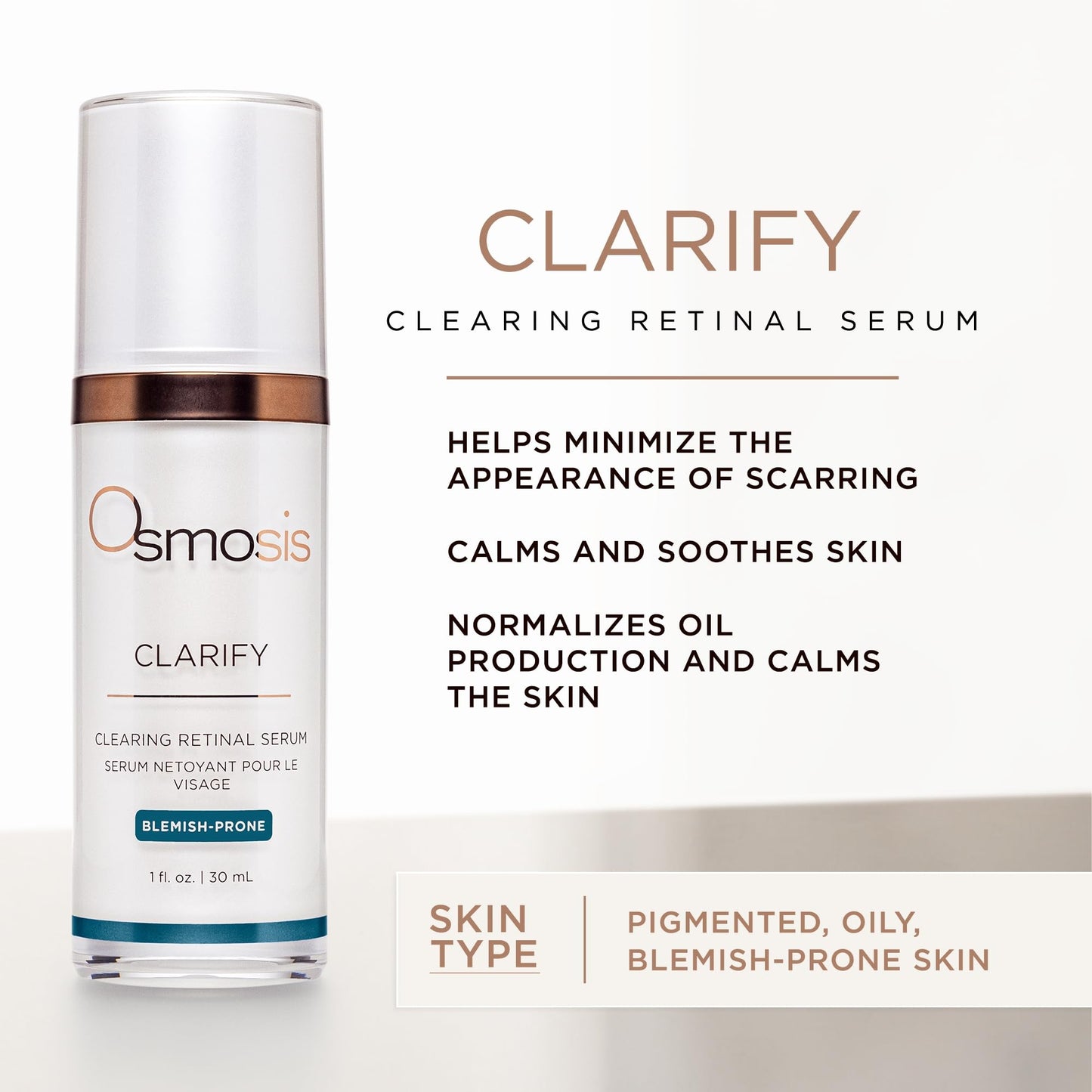 Osmosis Clarify Clearing Retinal Facial Serum for Blemish Prone Skin 1 Fl Oz