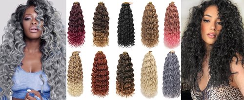 Ocean Wave Crochet Hair 18inch Deep Wave Curly Crochet Hair 6Packs Ombre Blonde Hawaii Curly Braiding Hair Synthetic Bohemian Crochet Braid Water Wave Crochet hair Extensions