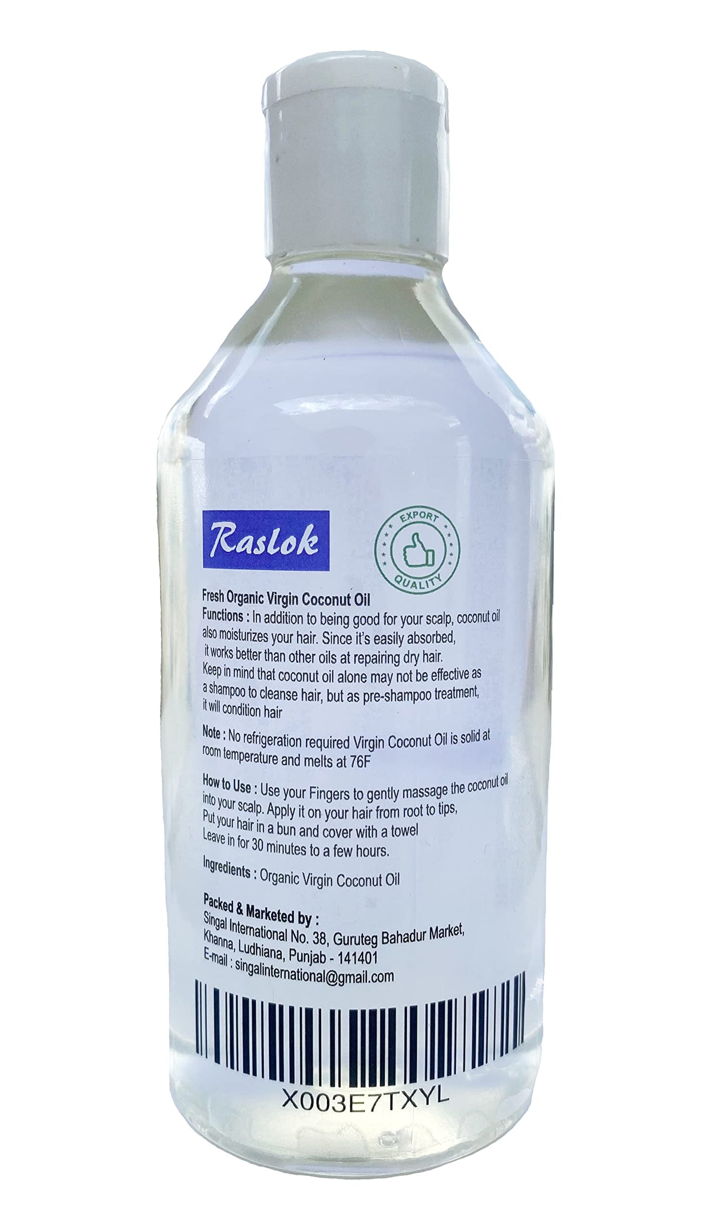 Raslok | 100% Pure Coconut Oil | For All Hair Textures & Skin Types | Ultra Skin Moisturizer & Promotes Healthy Hair Growth | | Free Of Parabens, Silicones, Sulfates | 250ml