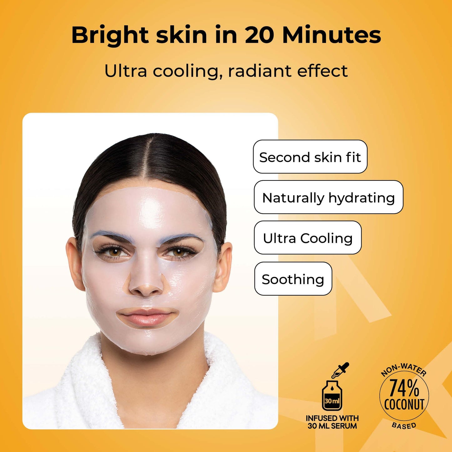 STARSKIN After Party 1x40g, Bio-Cellulose Brightening Face Mask for all Skin Types, Korean Skincare Mask infused with Vitamin C Serum and Niacinamide, Energizing and Soothing, K Beauty Skincare