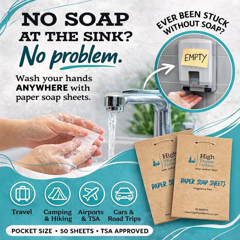 Travel Soap Sheets - Portable Paper Soap for Travel, Camping & Hiking | 150 Count, TSA Approved, Unscented