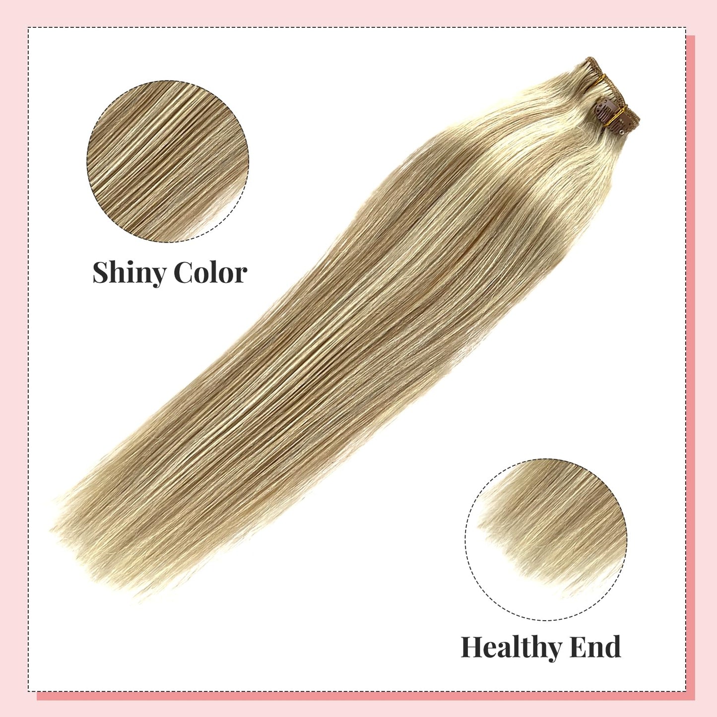 Clip in Hair Extensions Real Human Hair 70g 7pcs Seamless Clip in Hair Extensions Human Hair Beige Blonde and Platinum Blonde Balayage Clip ins Human Hair Extensions Long Straight Double Weft 20 Inch