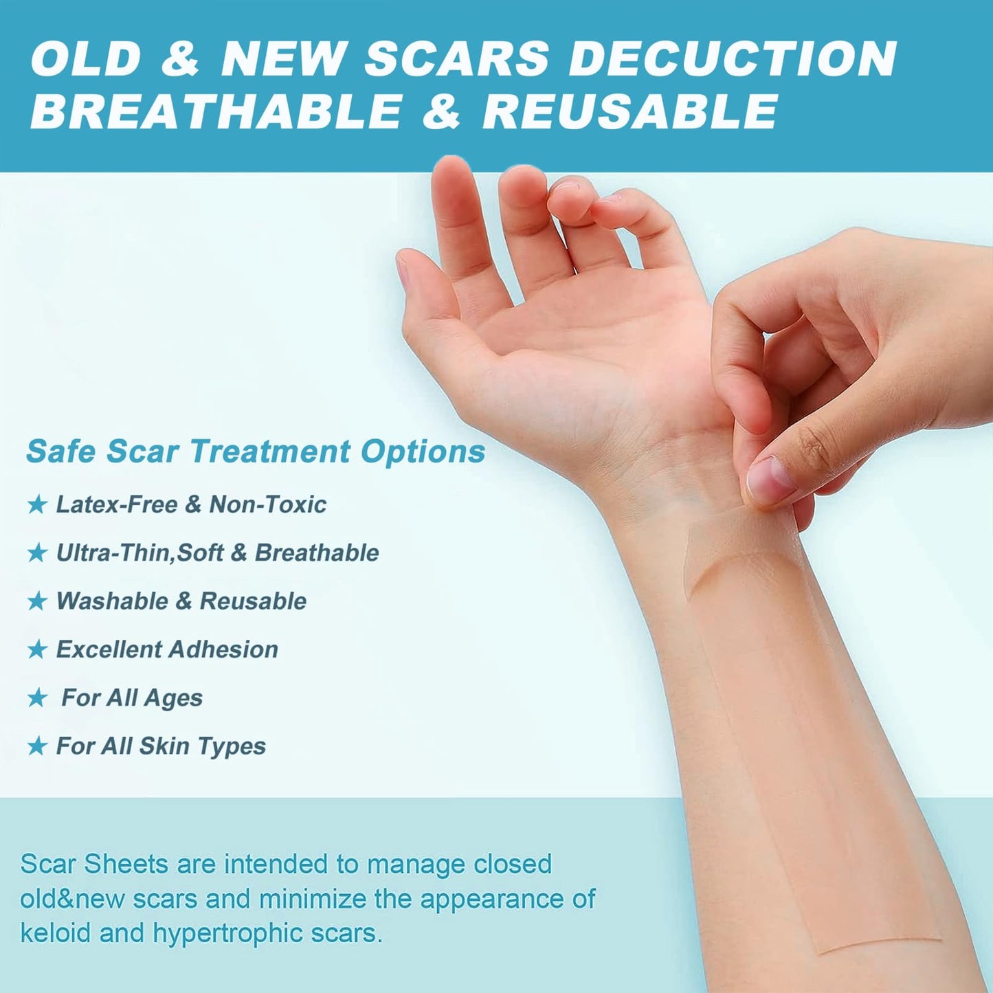 Silicone Scar Sheets, Self-Adhesive Scar Tape, Silicone Sheets For Scars, Scar Tape For Surgical Scars, Keloid Bump Removal, Cesarean Surgery Scar Removal(1.6"x 118" Roll)