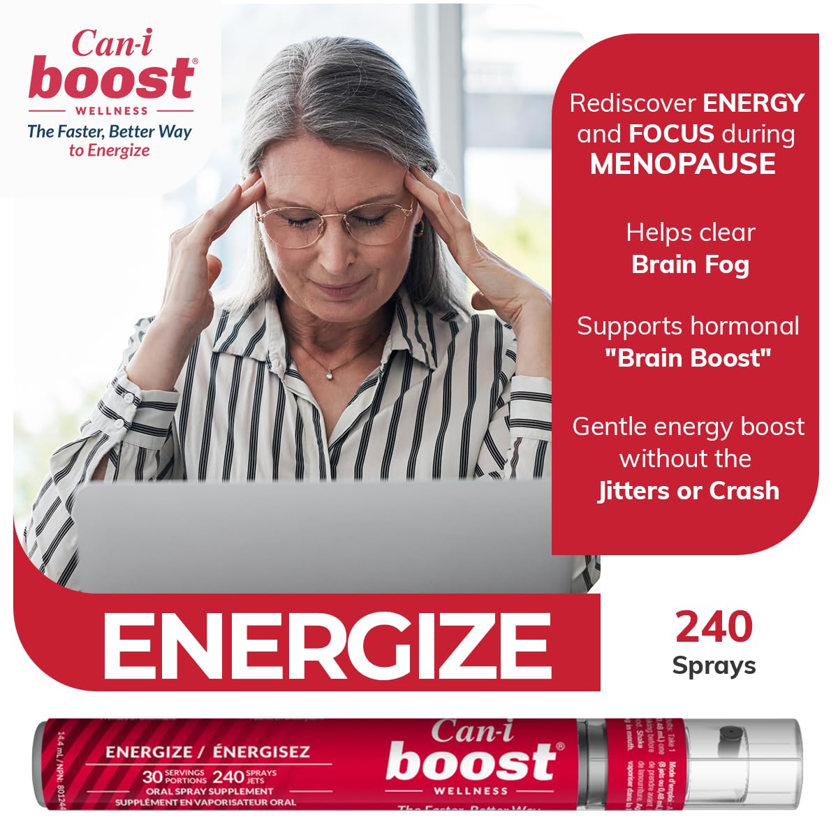 Can-i Menopause Supplements for Women – Perimenopause Supplements Women – Menopause Support when Facing Sleep Issues, Brain Fog, Fatigue & Hot Flashes – Fast-Acting Oral Vitamin Sprays – 480 Sprays
