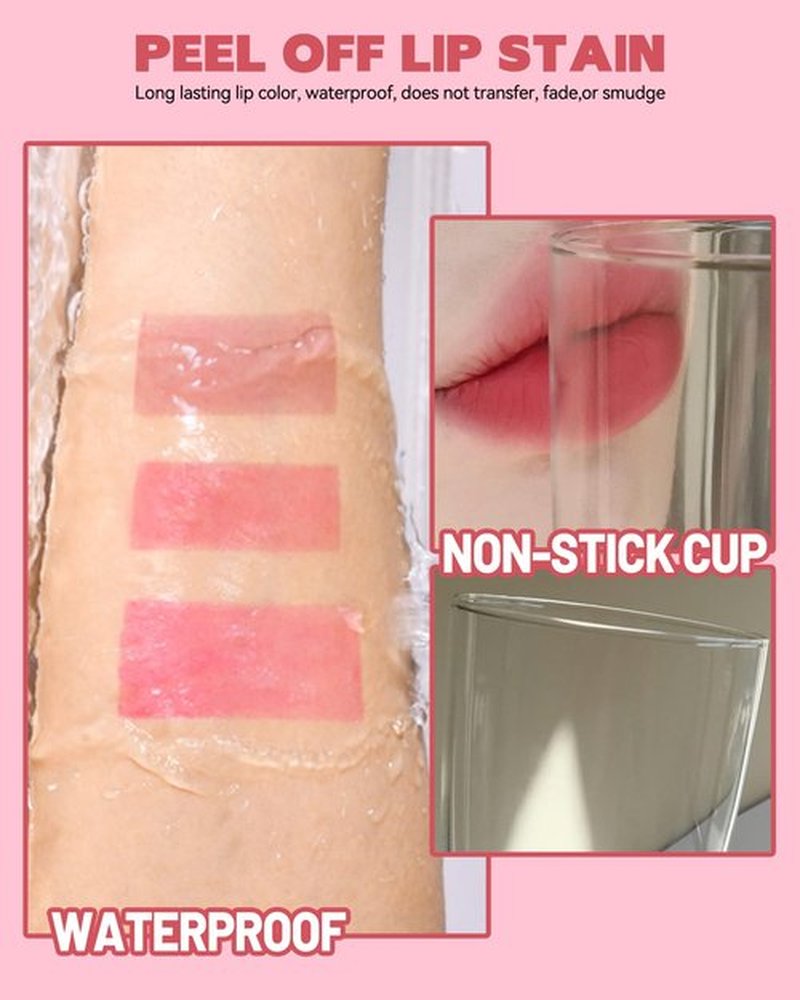 3 Colors Long-Lasting Peel Off Lip Stain, Tattoo Tinted Lip Gloss Peel Off with Matte Finish, Waterproof, Transfer-proof, Highly Pigmented Peel Off Lipstick Plump Lip Makeup Gift for Women-01+03+04