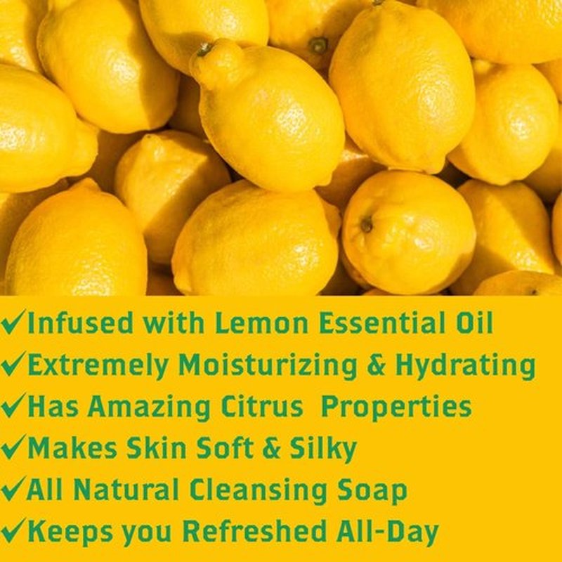 Lemon Bar Soap 3 Pack By Olivia Care - Natural, Organic - Infused with Amazing Citrus Lemon Essential Oil - Clean Energize Mind Body.- Moisturize, Hydrate - Makes Skin Soft & Silky - 3 X 5 OZ