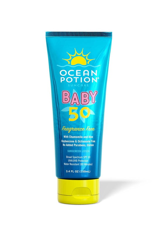 Ocean Potion Baby Sunscreen Lotion SPF 50 - Gentle Non-Greasy Formula with Aloe & Vitamin E | Travel Size 3.4 oz