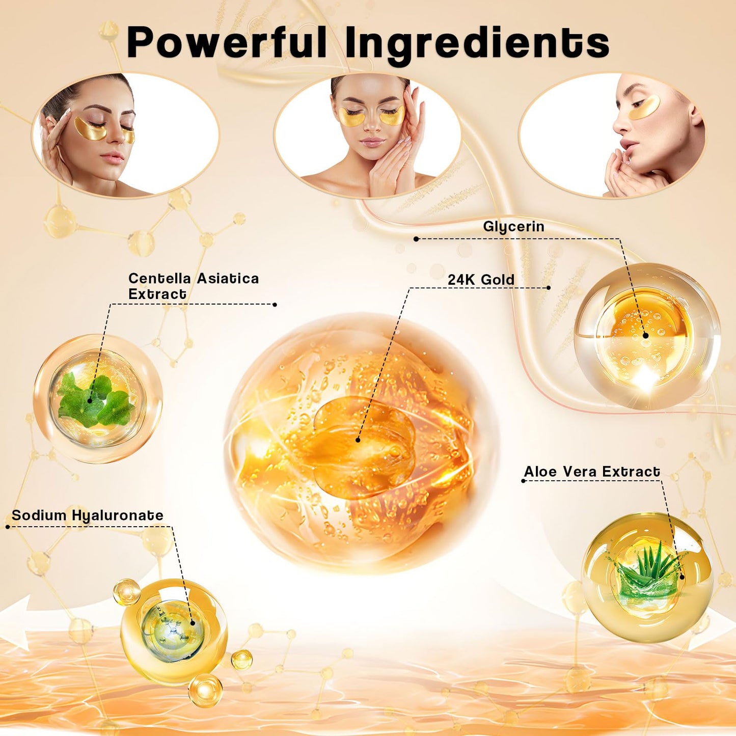 ELVENSTARS 24K Gold Eye Mask (120PCS) – Gold Eye Patches for Puffy Eyes & Dark Circles, 24K Gold Under Eye Masks for Dark Circles and Puffiness, Eye Gel Pads w/Collagen,