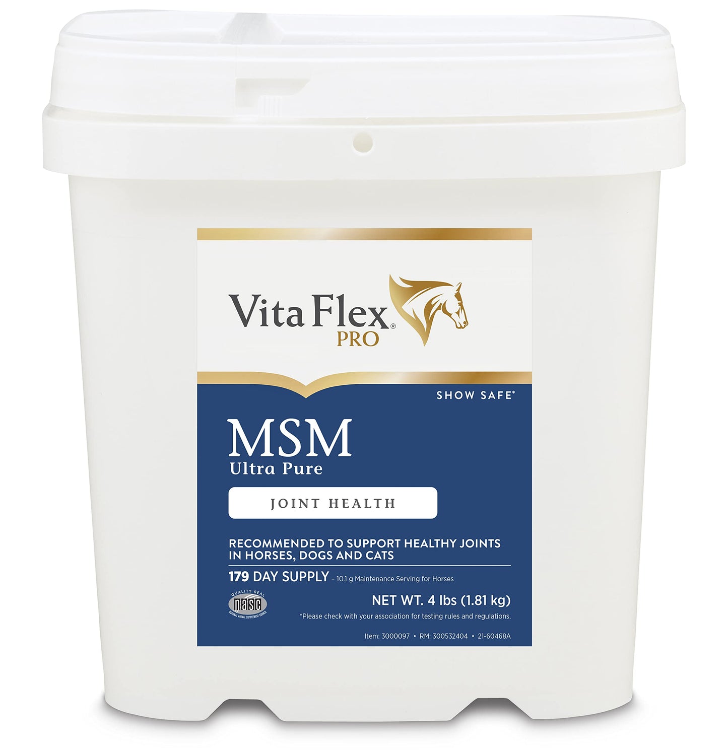 Vita Flex Ultra Pure Joint Supplement for Dogs, Horses & Cats, 4 Pounds – MSM Supplement, Equine MSM Powder for Healthy Joints, Collagen & Mobility Support, Odorless White Powder