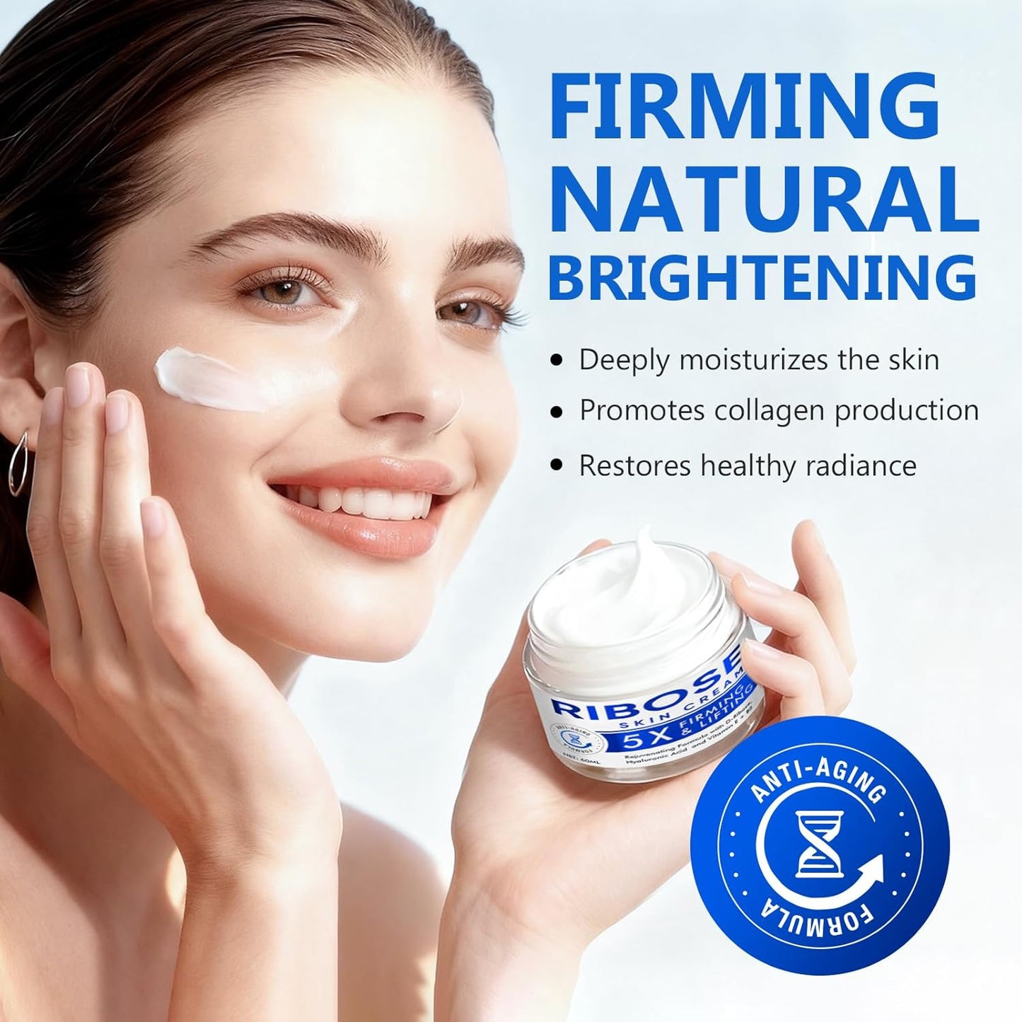 D-ibose Cream - Anti-Aging Moisturizing Cream for Firm Skin | Deep Hydration & Collagen Support, 2 Oz