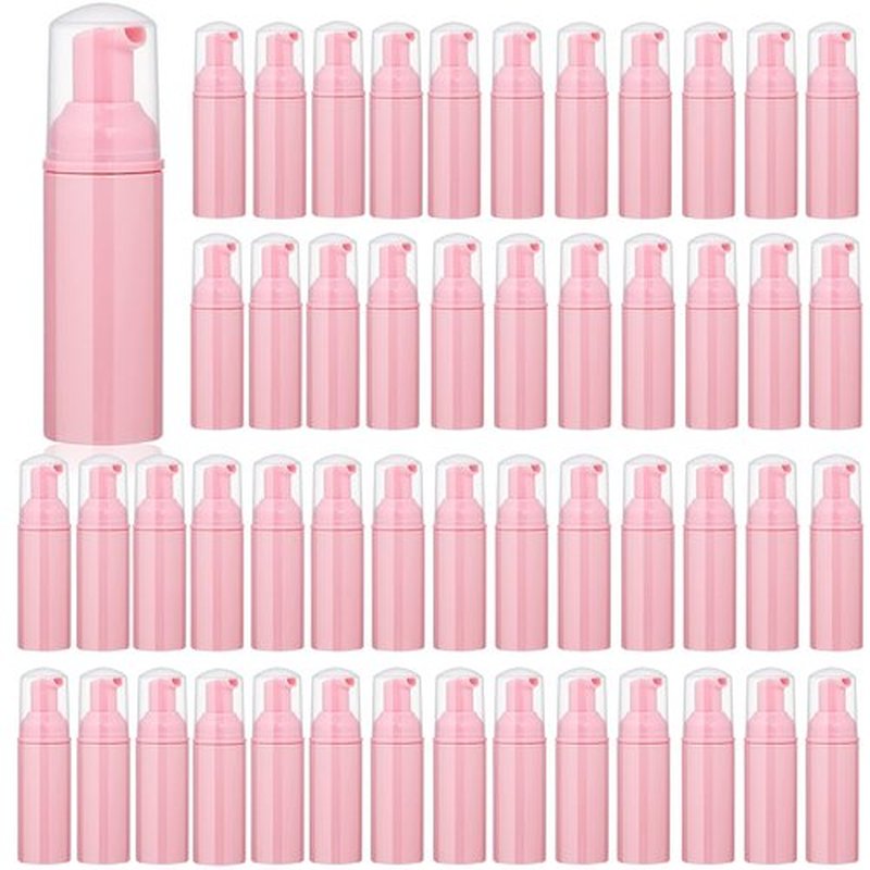 35 pcs 2oz (60ml) Foam Soap Dispensers Mini Plastic Refillable Travel Bottles with Pump for Hand Sanitizer Lash Shampoo Castile Liquid Pink