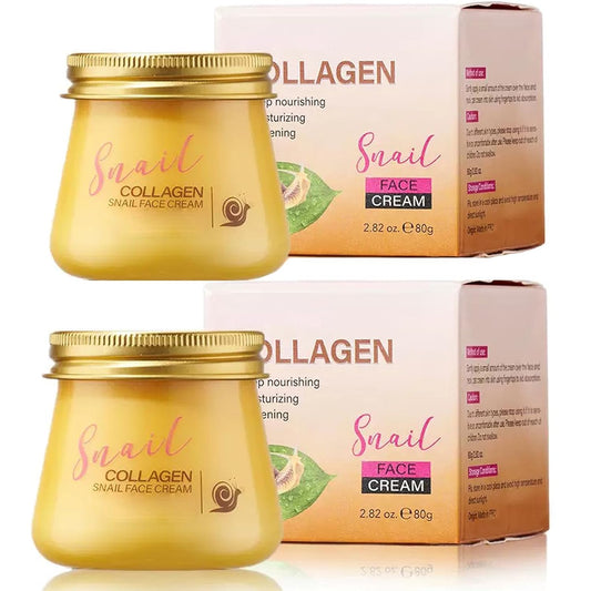 Snail Collagen Face Cream - Hydrating Anti-Wrinkle Moisturizer for Women | 2-Pack, Korean Formula, Improves Skin Firmness