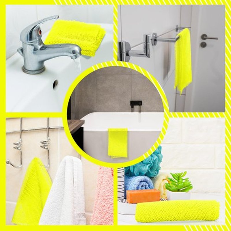 Geiserailie African Long Bathing Net Sponge Long Net Shower Body Scrubber Back Scrubber Skin Smoother Net Bathing Sponge for Daily Use or Stocking Stuffer (Luminous Yellow)