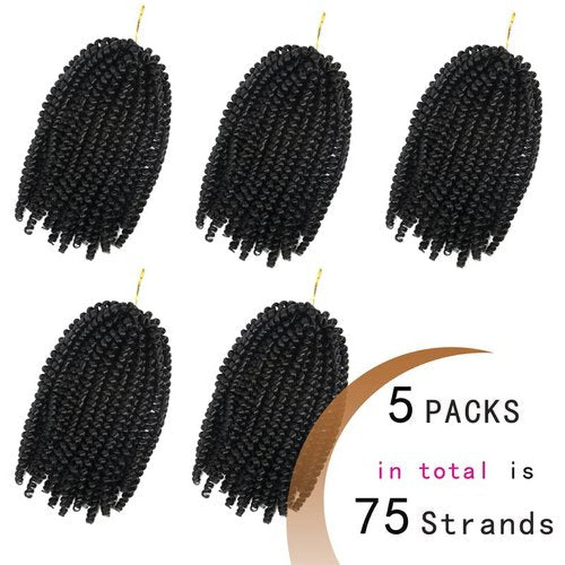 Bileaf 5 Packs Spring Twist Hair 8 Inch Fluffy Spring Twist Crochet Braiding Bomb Twist Ombre Colors Hair Extensions for Butterfly Locs #1