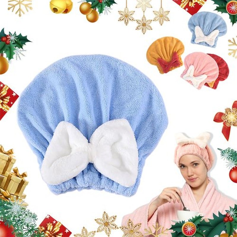 Coloday New Super Absorbent Hair Towel Wrap for Wet Hair, 2025 New Efficient Absorbent Hair Towel Wrap Microfiber Hair Towel, Upgrade Quick Drying Thickened Soft Bow Tie Hair Towel (1, Blue)