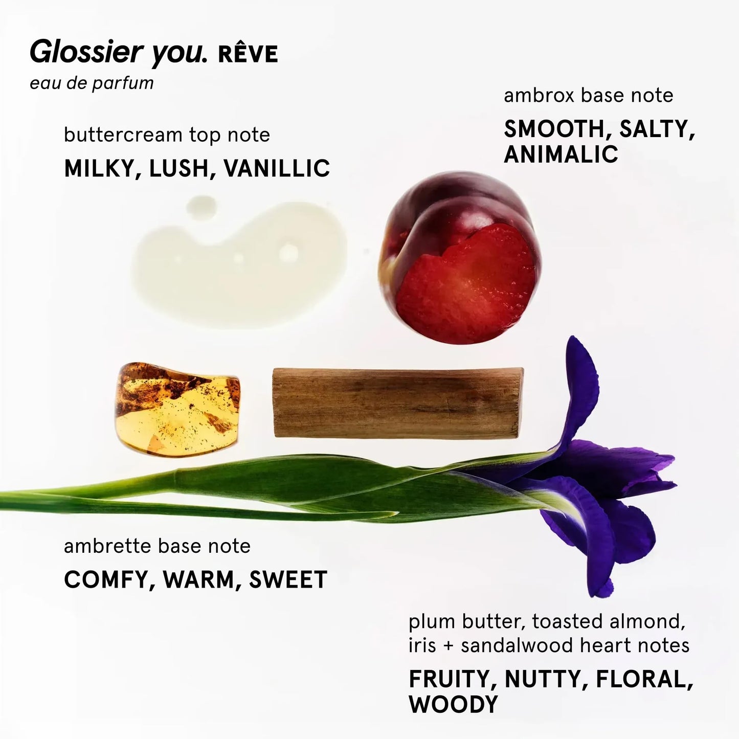 Glossier You Rêve Eau de Parfum - Unisex Fragrance for Men & Women, Skin-Scent Enhancer Smells Different on Everyone - Warm & Sweet Gourmand Perfume Buttercream, Plum Butter & Ambrox Base Notes, 8ml
