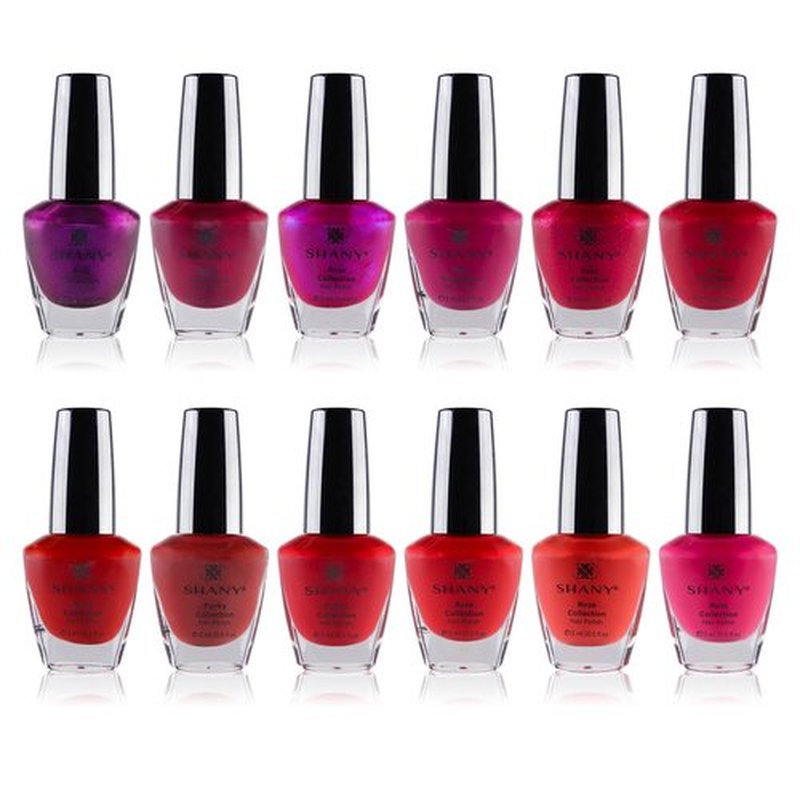SHANY Nail Polish Set - Nail Lacquer Quick Dry, Full Size, Vibrant, Colorful, Trendy, Semi Glossy, Shimmery, Matte Nail Polish Set - 12 Colors - Rose Collection