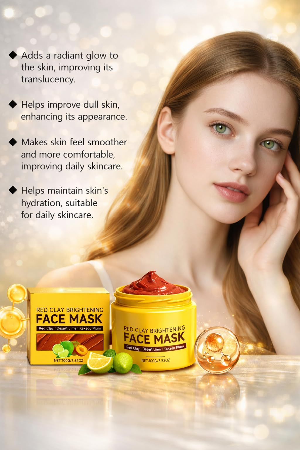 Clay Mask for Face, Clay Face Mask with Green Tomato Extract, Deep Pore Cleansing Mud Mask, Oil Control, Acne Care, Pore Refining Skincare for Oily & Combination Skin