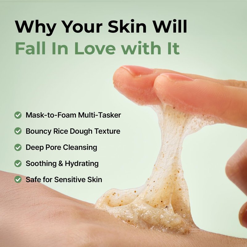 Heartleaf Rice Deep Pore Cleansing Face Wash - 2-in-1 Mochi Mask & Cleanser for Glass Skin | Salicylic Acid, 4.40 fl. oz (130 ml)