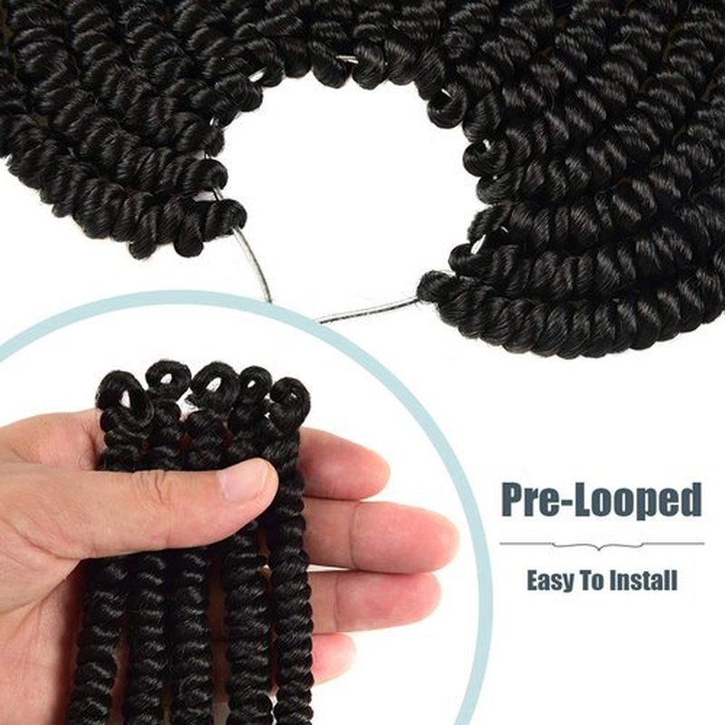 Niseyo Pre twisted Bob Spring Twist Hair 8 Inch 7 Packs Short Pre-looped Crochet Braid (1B/Natural Black)