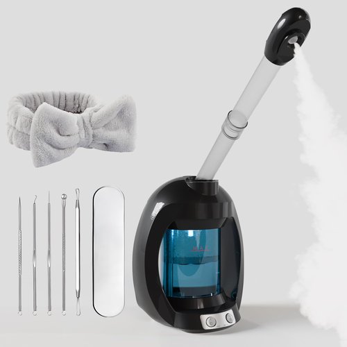 Facial Steamer-Portable Facial Steamer for Face, Nano Ionic Face Steamer for Facial Deep Cleaning, Vaporizador Facial Steamer for Esthetician, Professional Facial Steamer for Home Facial Spa. (Black)
