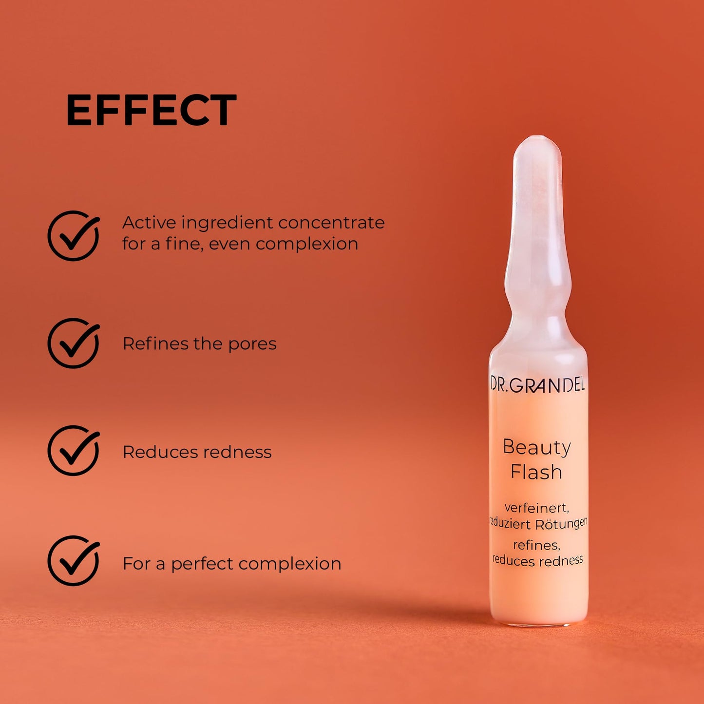 DR. GRANDEL Beauty Flash ampoules 3 x 3 ml – refining active ingredient concentrate, refines pores and reduces redness, leaves skin looking smooth and even, and ensures a perfect complexion