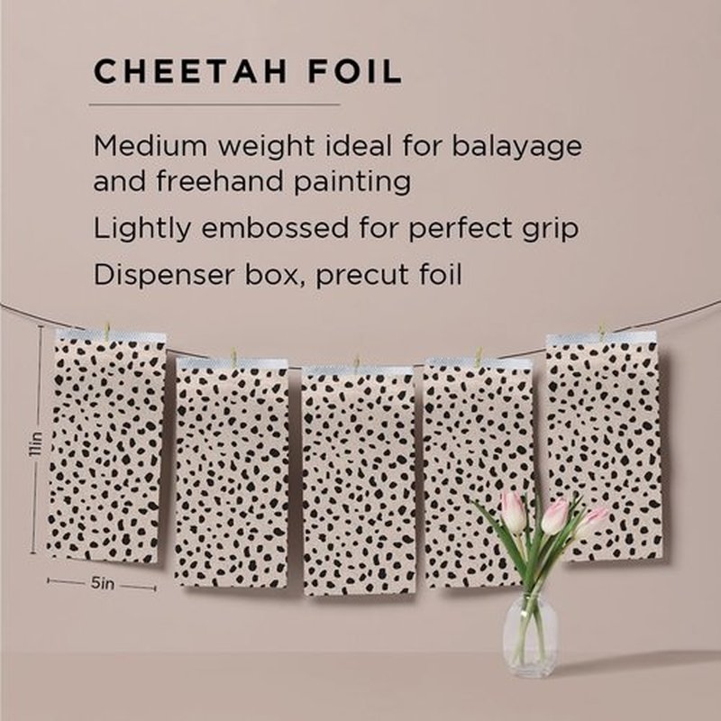 Fromm Pop Up Hair Foils, Cheetah Print Pattern, Cosmetology Supplies, Hairstylist Essentials, Ideal for Highlighting and Coloring, Precut, 5" x 11", 500 Foil Sheets