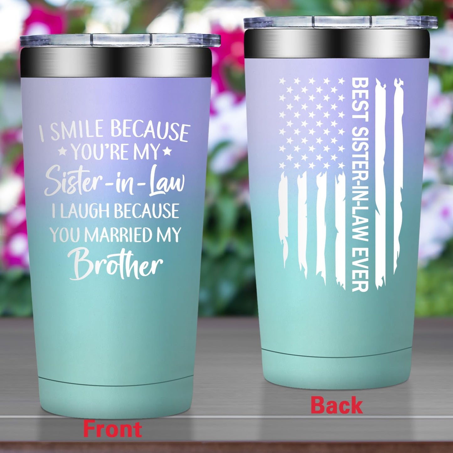 Grifarny Sister in Law Gifts - Birthday, Mothers Day, Christmas, Gifts for Sister in Law - I Smile Because You are My Sisteinlaw Tumbler 20oz