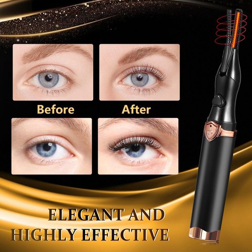 Heated Eyelash Curler - Fast Heat up in 8s - 3 Heat Modes with USB Rechargeable - Electric Eyelash Curler - Natural Curling 24 Hours Long Lasting - Anti-Burn Eyelid, Brown Black