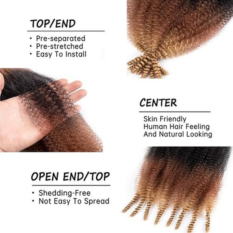 14 Inch Marley Twist Braiding Hair 7 Packs Pre Separated Springy Afro Twist Hair Pre Fluffed Kinky Twist Hair for Braids Marley Crochet Hair Extensions (T1B/30/27)