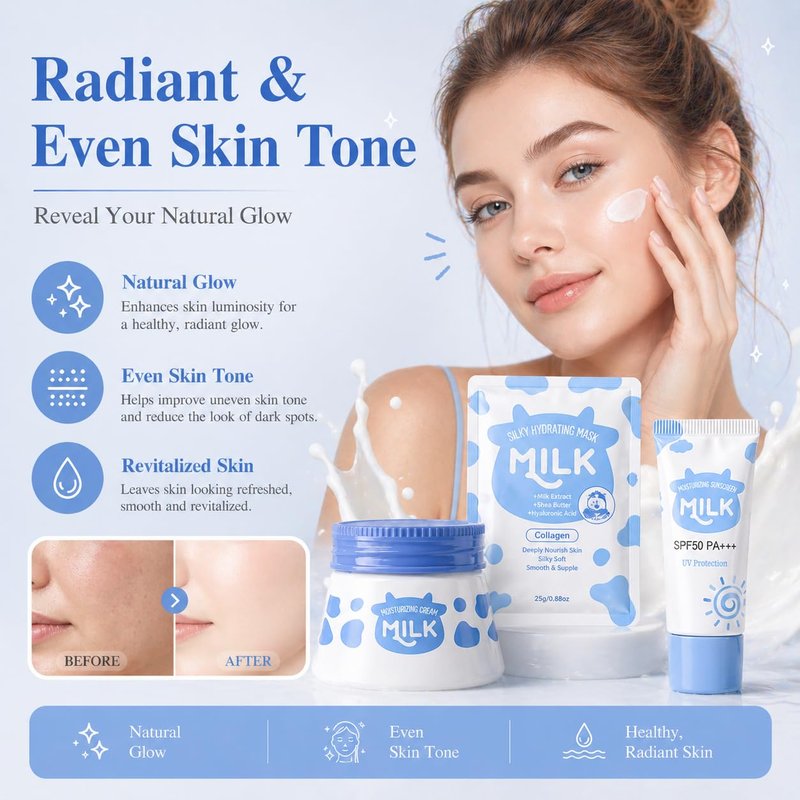 8-In-1 Milk Skincare Set for Girls Ages 8-12 | Hydrating Kids Skin Care Gift