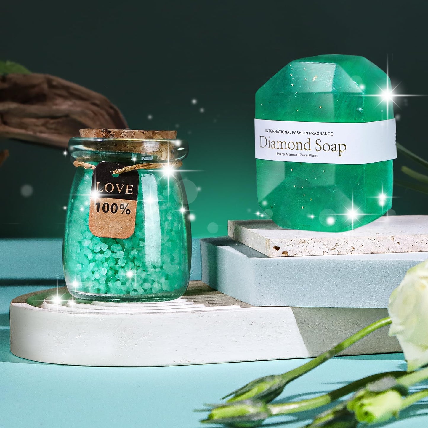 WECURATED Green Gifts for Women, Emerald Spa Gift Basket