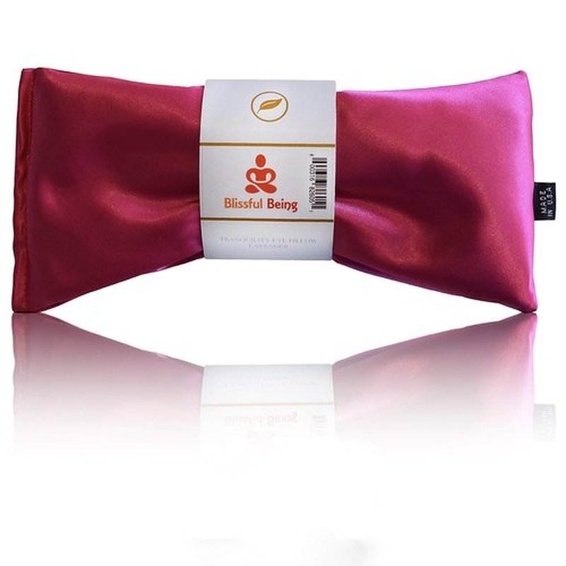 Blissful Being Lavender Eye Pillow - Hot or Cold Weighted Satin Eye Mask perfect for Sleeping, Yoga, Meditation - Gifts for Women, Birthday, Teachers - Natural Herbal Relaxation (Hot Pink)
