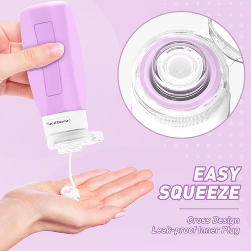 Redfly Travel Bottles for Toiletries, 3oz Tsa Approved Travel Size Containers, BPA Free Leak Proof Travel Containers for Toiletries, Refillable Travel Accessories for Shampoo Conditioner Purple
