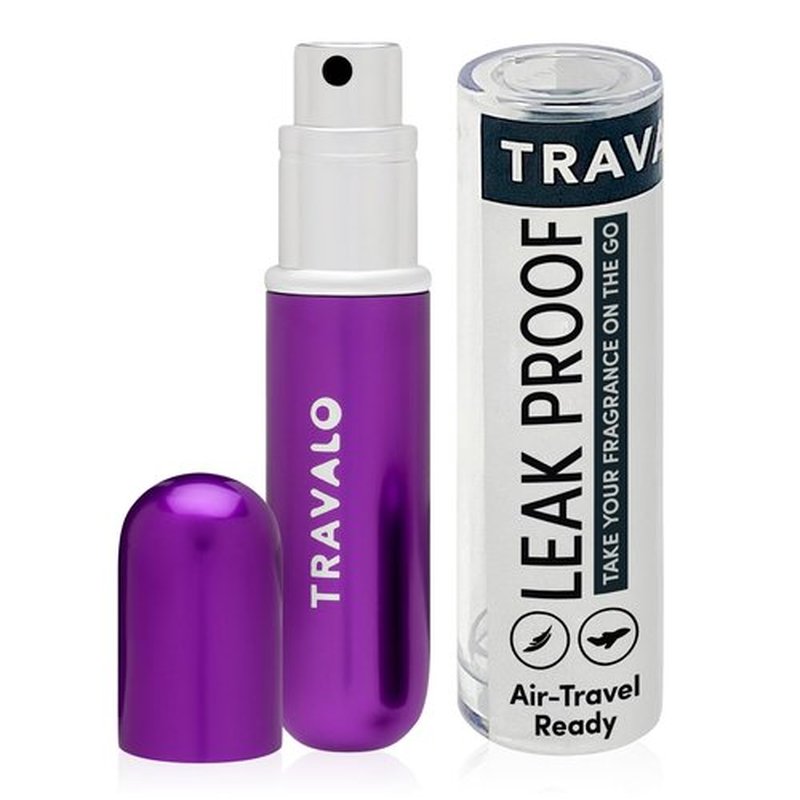 Travalo Classic HD Perfume Atomizer | Genie-S TSA Approved Travel Perfume Bottle Refillable | Reusable Airtight Easy-Fill Mini Pump Sprayer | Lightweight Elegant Design w/Volume Window Purple 0.17oz