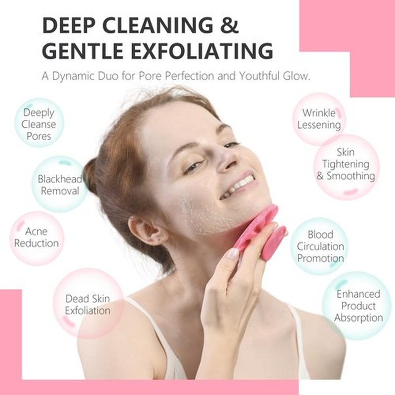 BEAUTAIL Silicone Face Scrubber 2 Pack, Manual Facial Cleansing Brush, Gentle Face Exfoliator for Sensitive Skin, Skin Care Exfoliating Face Brush for Men and Women, Rose+Green